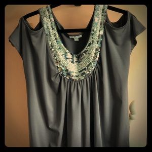 Fashion Bug Blouse Gray w/sequins XL
